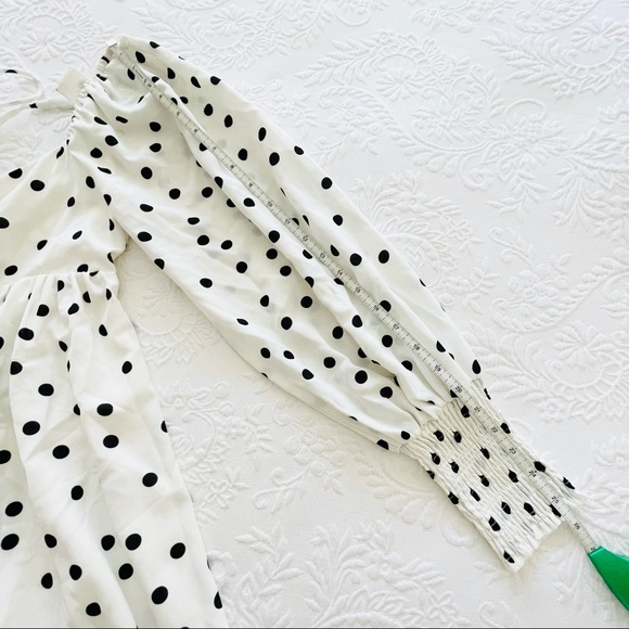NWOT Lulus Meet Me At Our Spot White Polka Dot Long Sleeve Mini Dress Small - Picture 13 of 13